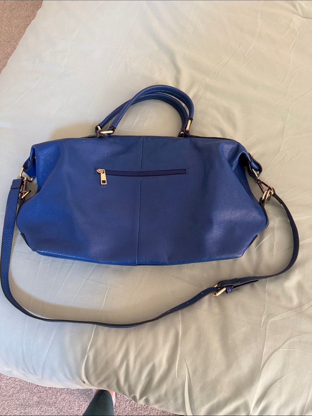 Ora Delphine Classic Blue Leather Tote Bag - real leather - Picture 2 of 7